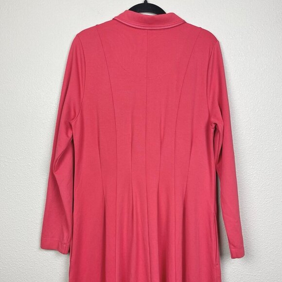 Soft Surroundings Women's XL Swingtime Half Zip Collared Maxi Dress Coral Ponte - Picture 16 of 16